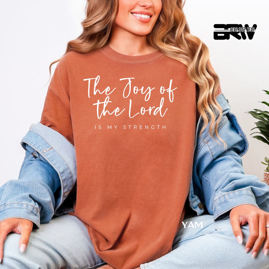 'Joy Of The Lord-White' Faith Tee, Color: Yam, Size: 2XL