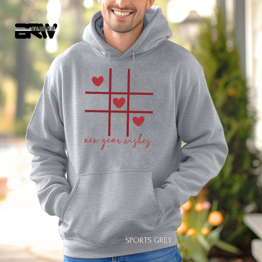 'New Year Wishes' Valentine's Day Hoodies, Color: Sport-Grey, Size: 2XL