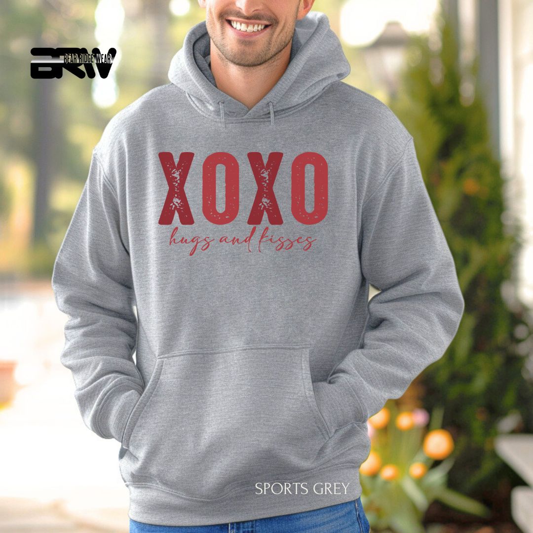 'XOXO Hugs &amp; Kisses' Valentine's Day Hoodies, Color: Sport-Grey, Size: 2XL