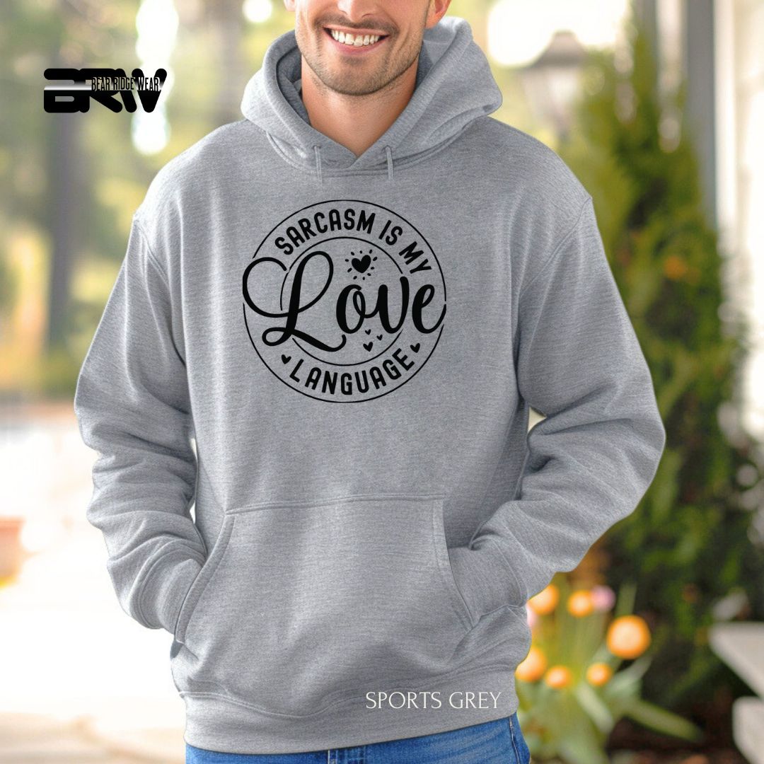 'Sarcasm my Love Language' Valentine's Day Hoodies, Color: Sport-Grey, Size: 2XL