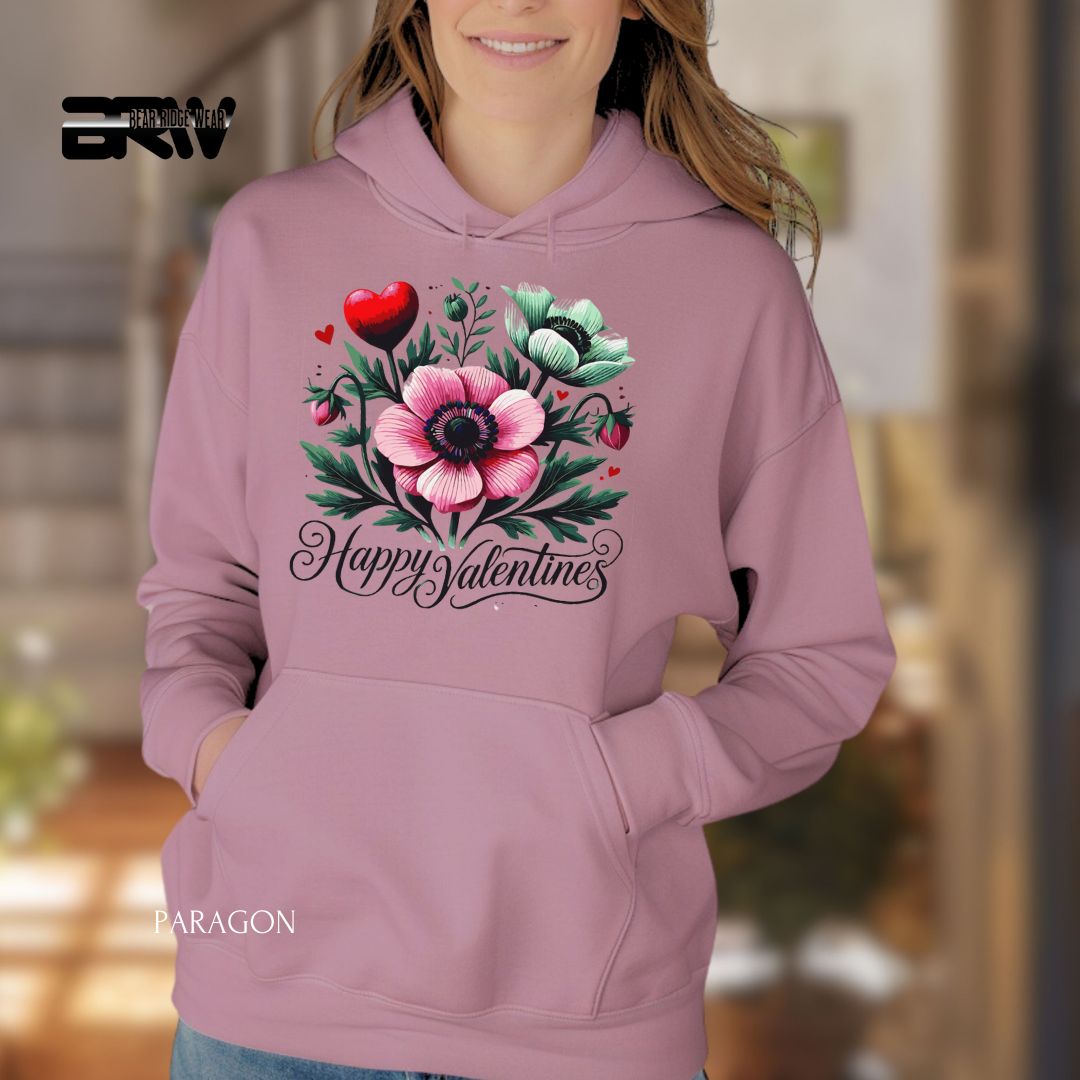 'Happy Valentines Day-Flowers' Valentine's Day Hoodies