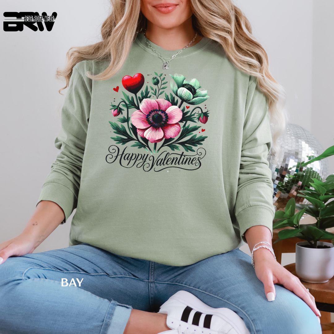 'Happy Valentine's Day' Long-sleeve Valentine's Day Tee