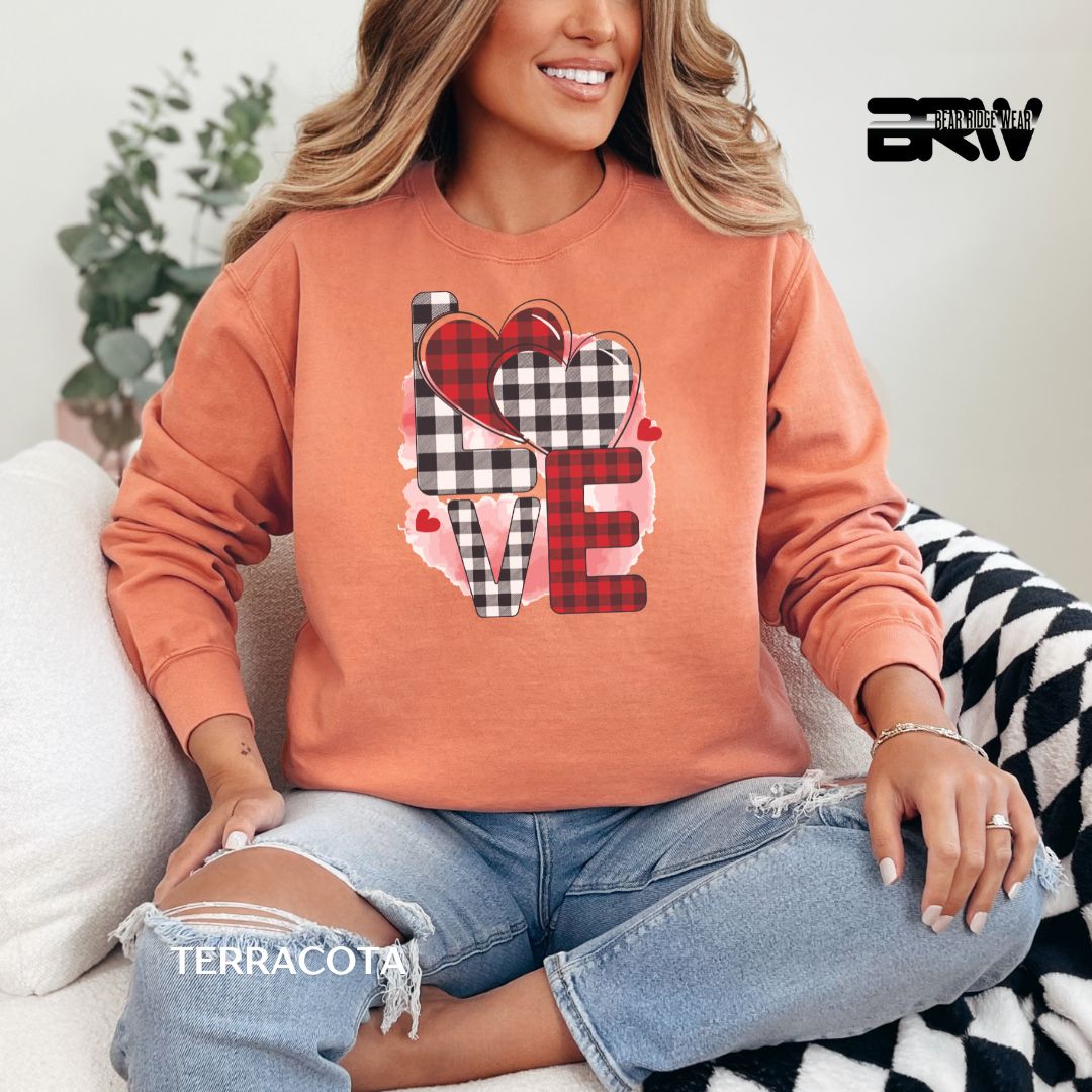 Love-Plaid' Long-sleeve Valentine's Day Tee