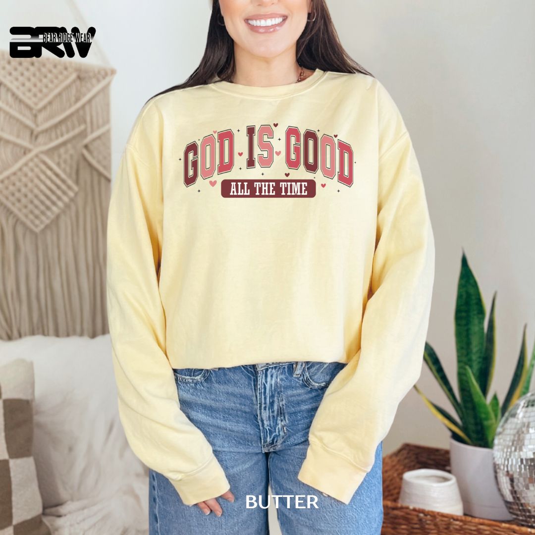 God Is Good All The Time' Long-sleeve Valentine's Day Tee