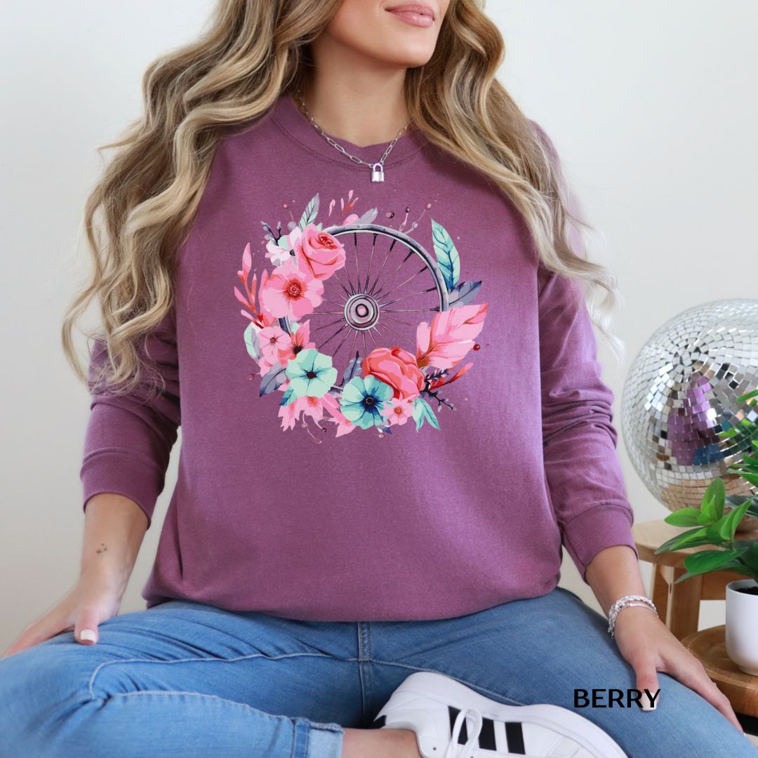 Flowers-Wagon Wheel' Spring  Long-Sleeve Tee