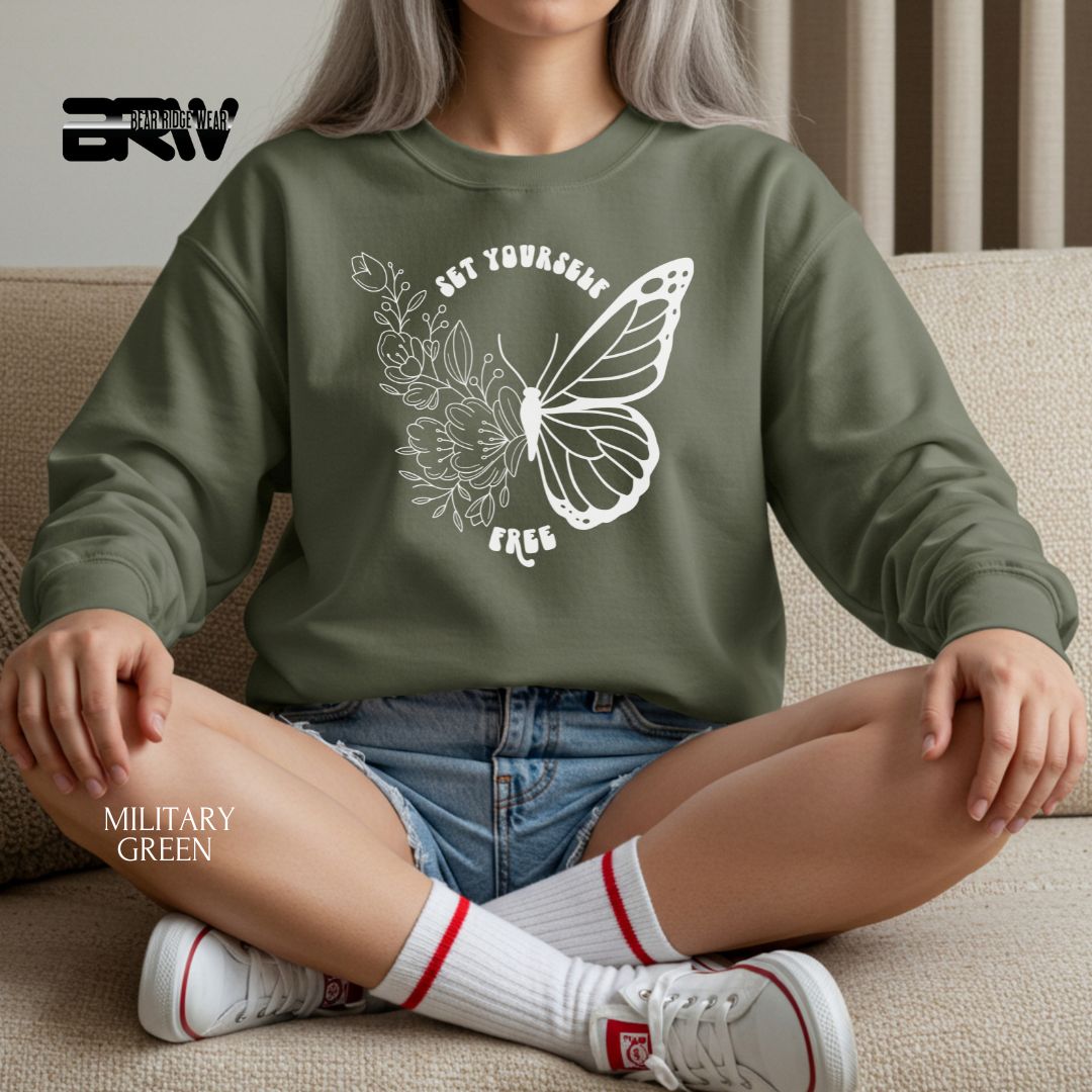 Set Yourself Free-White' Spring Crewneck Sweatshirt