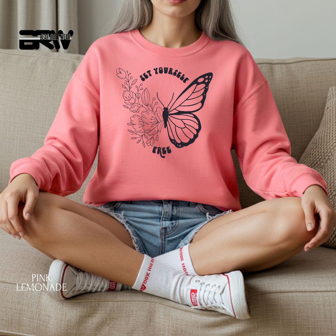 Set Yourself Free-Black' Spring Crewneck Sweatshirt