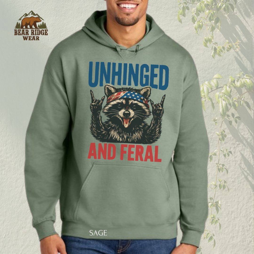Unhinged and Feral-Raccoon' Patriotic Hoodie