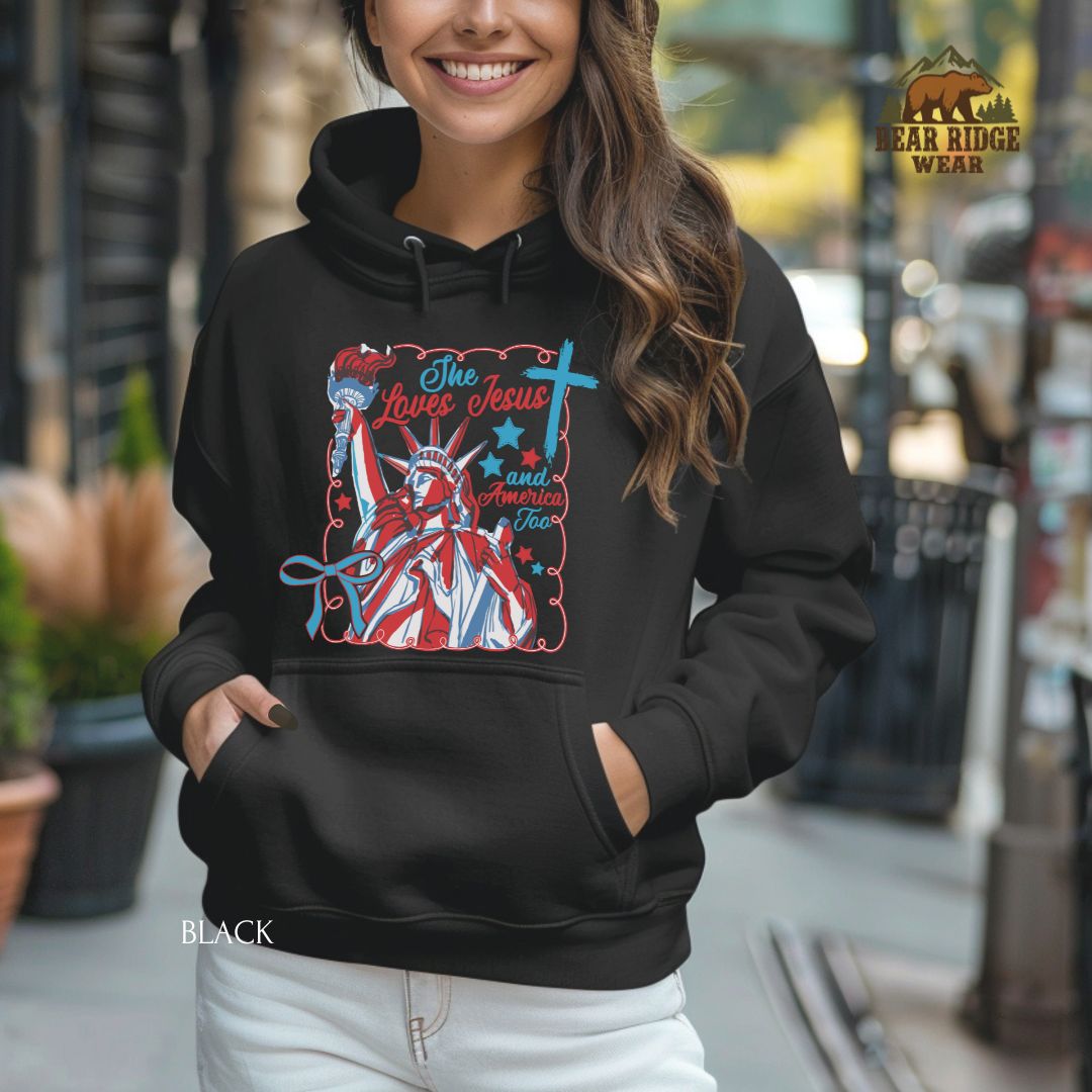 She Loves Jesus-America- S.O.L.' Patriotic Hoodie