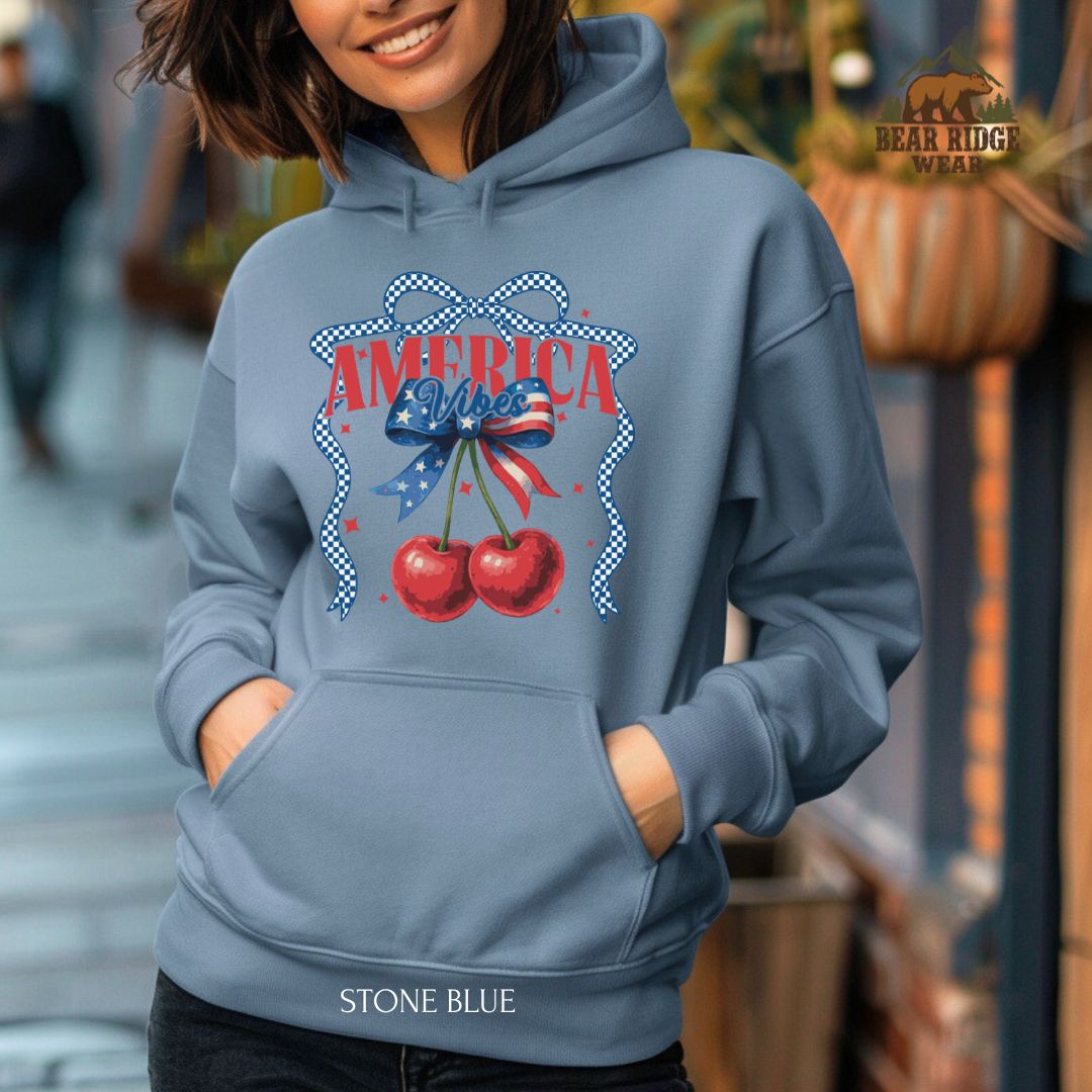 America Vibes-Cherries' Patriotic Hoodie
