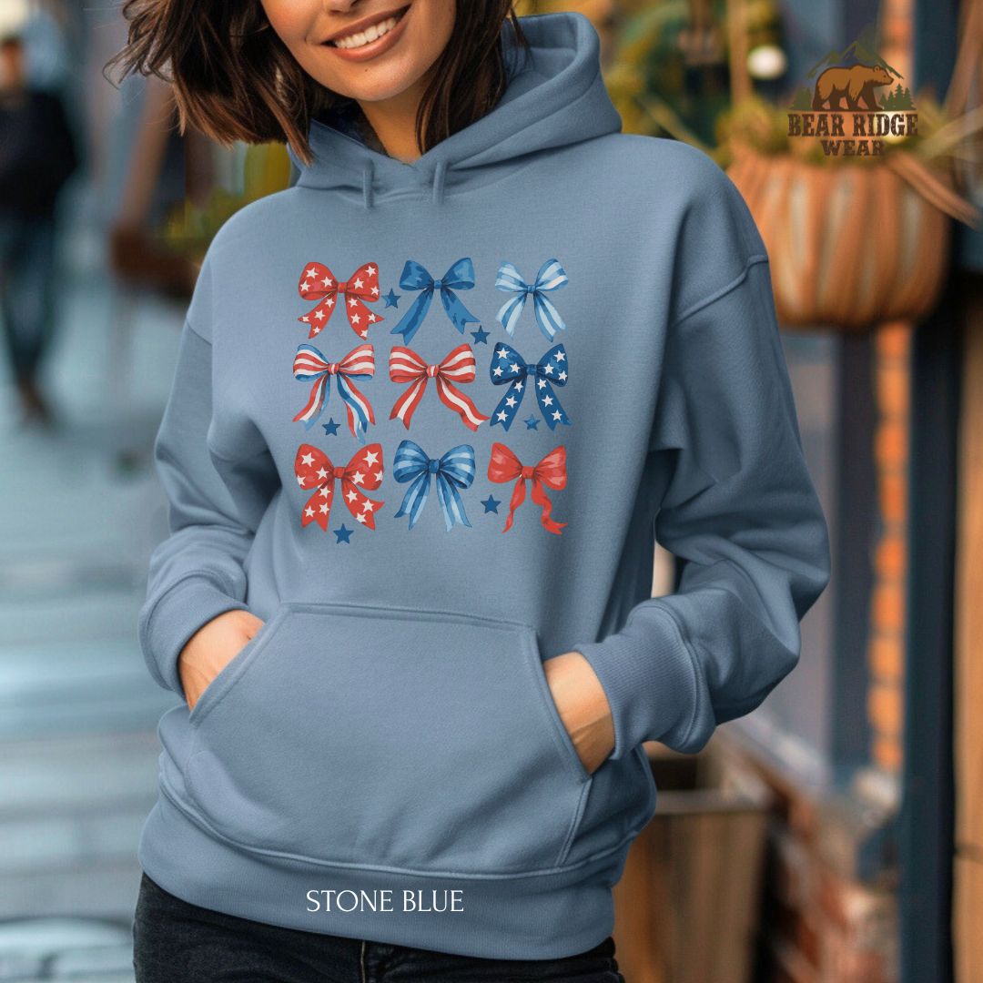 Red White Blue Bows' Patriotic Hoodie
