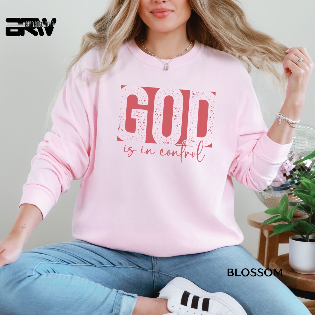 God Is In Control-Pink' Faith Long-Sleeve Tee
