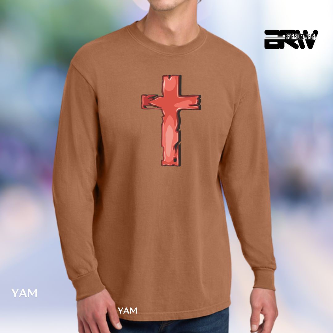 Cross-Red' Faith Long-Sleeve Tee, Color: Yam, Size: 2XL