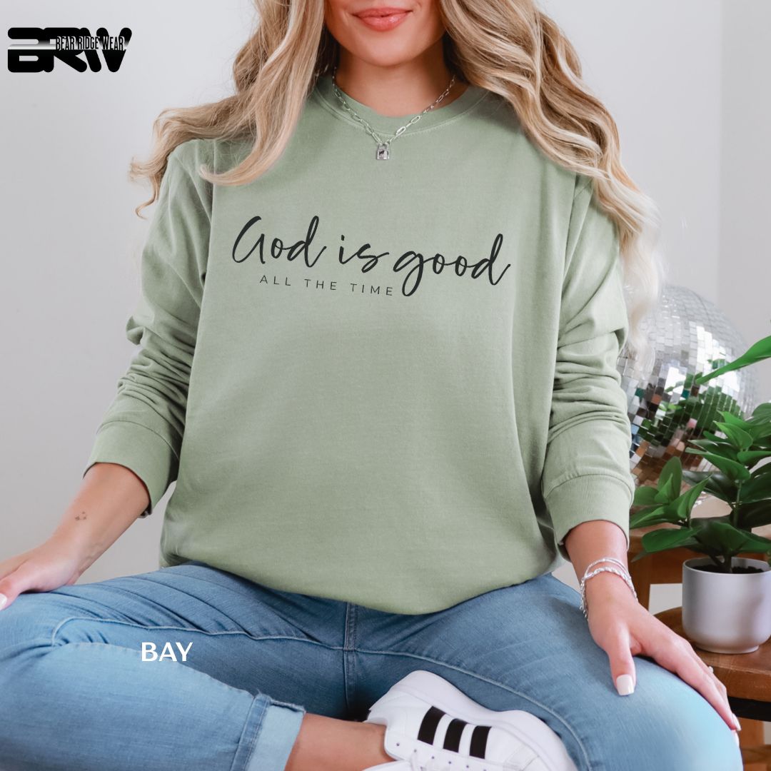 God Is Good-Black' Faith Long-Sleeve Tee