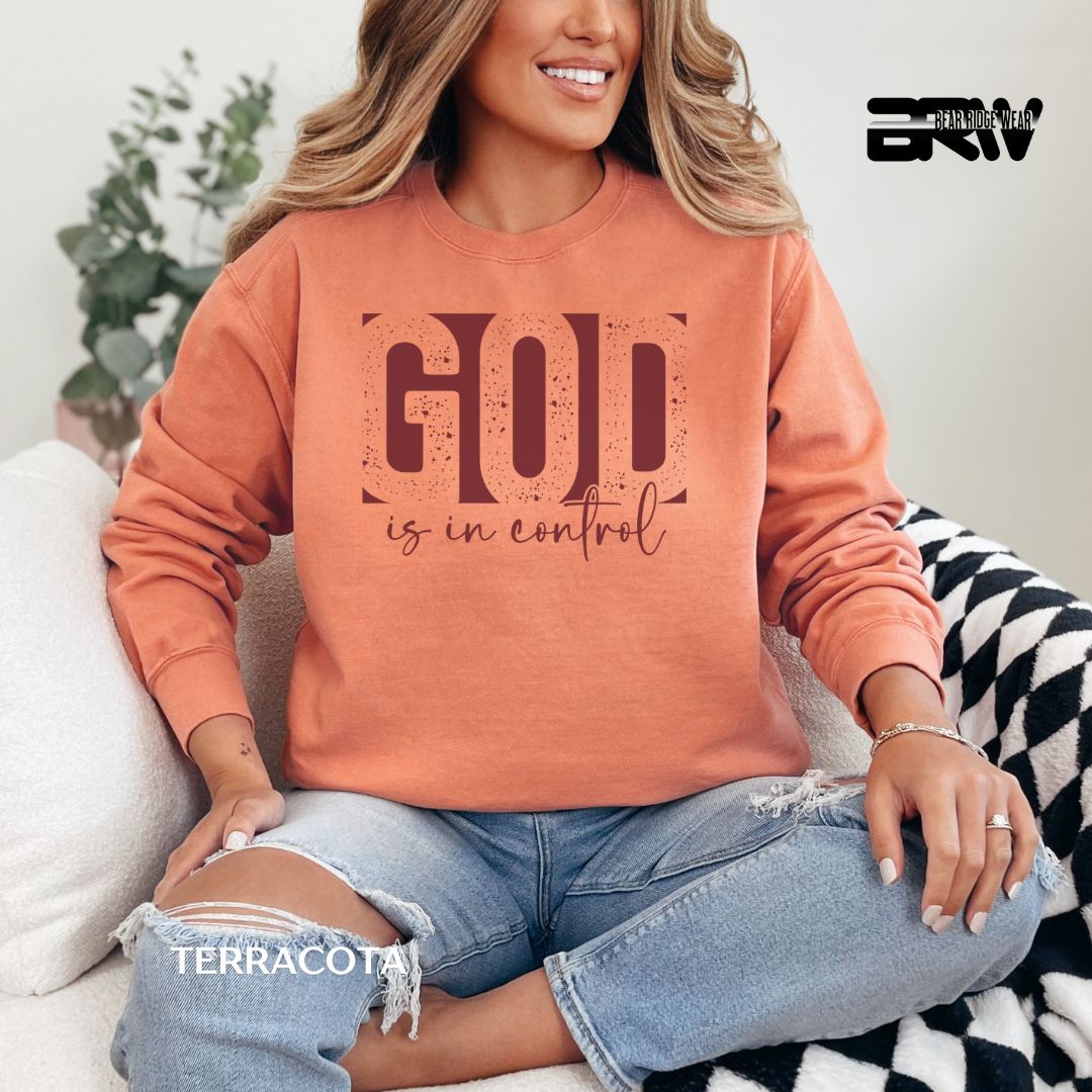 God Is In Control-Red' Faith Long-Sleeve Tee
