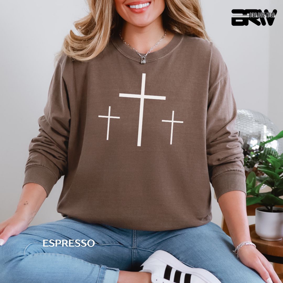 Crosses-3-White' Faith Long-Sleeve Tee