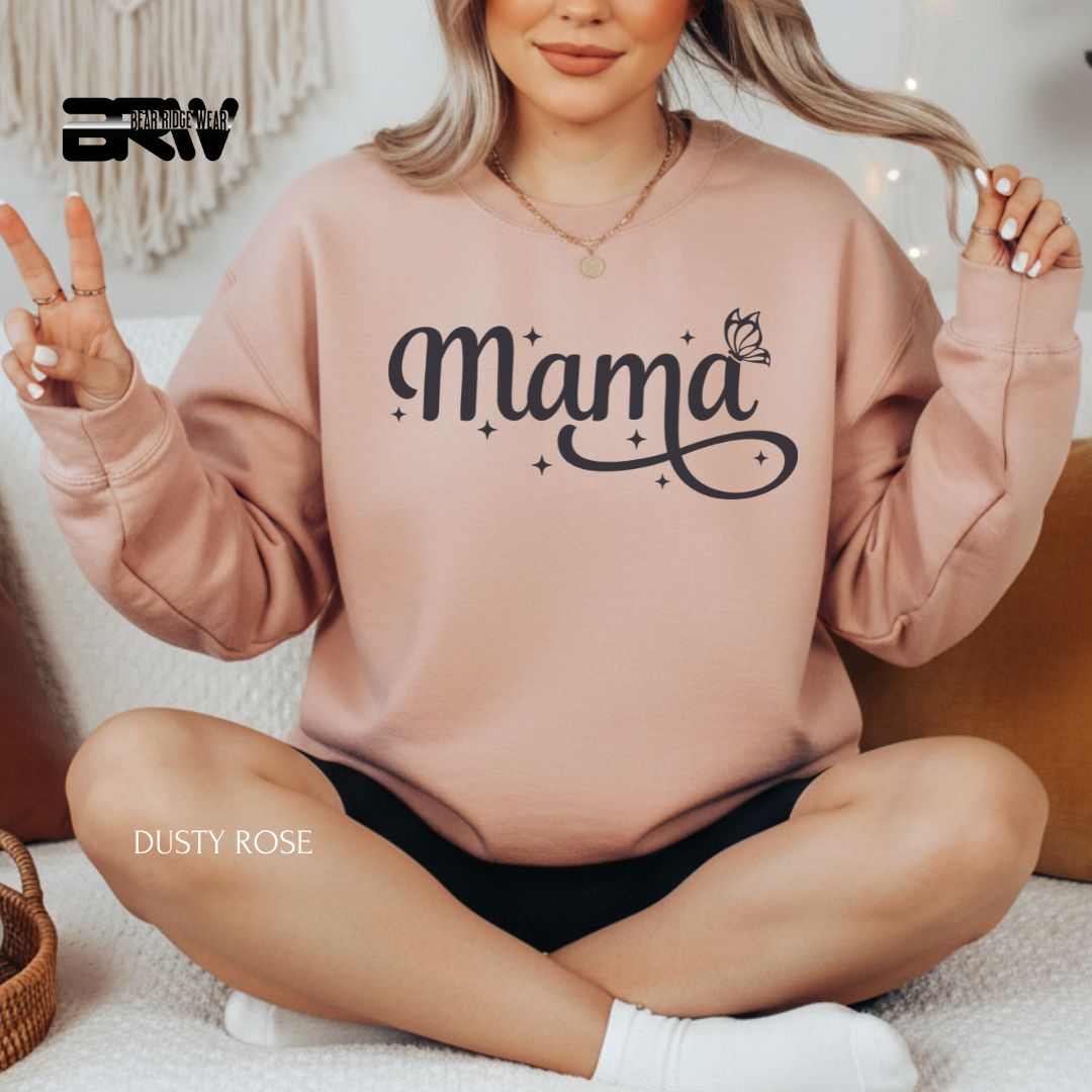 Mama-Butterfly-Black' Mother's Day Crewneck Sweatshirt