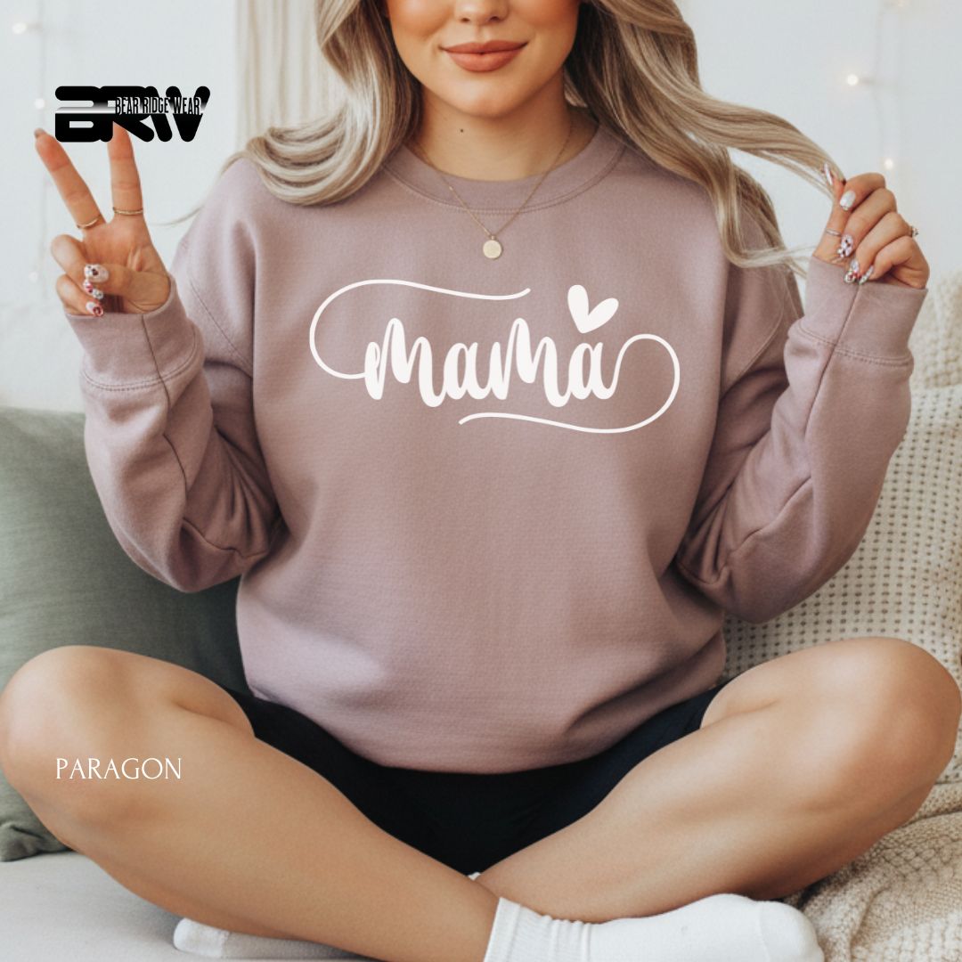Mama-Heart-White' Mother's Day Crewneck Sweatshirt