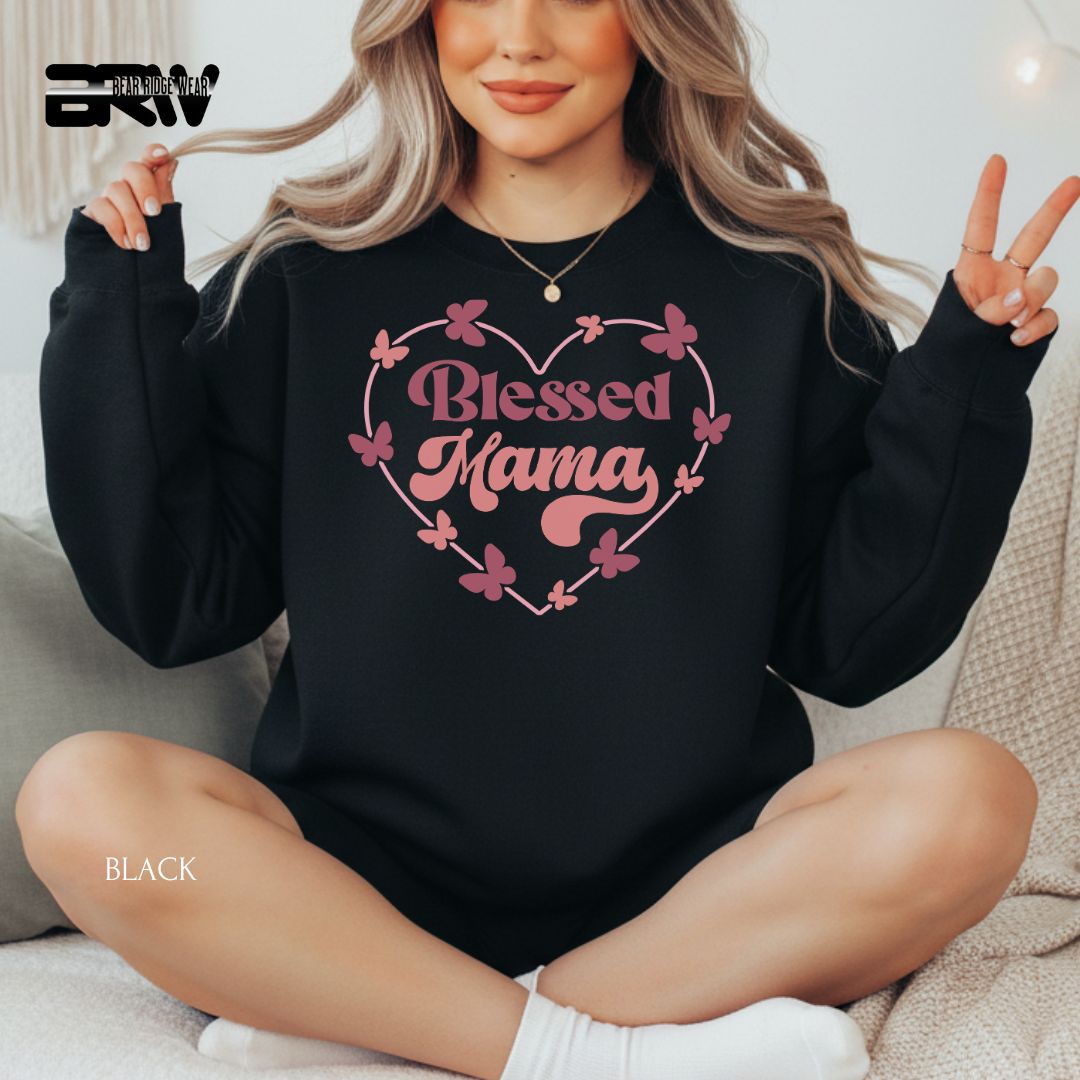 Blessed Mama-Heart' Mother's Day Crewneck Sweatshirt