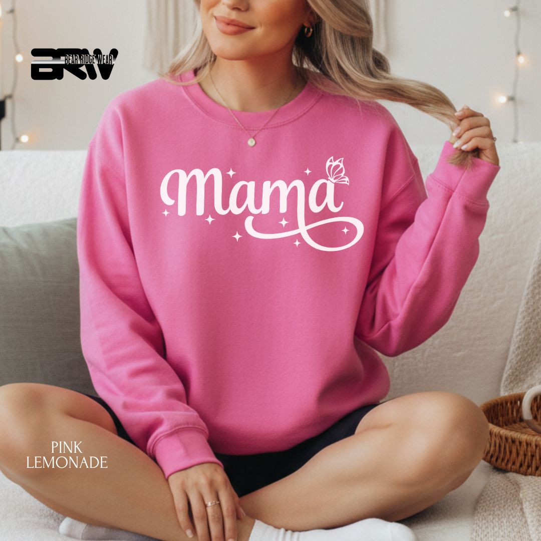Mama-Butterfly-White' Mother's Day Crewneck Sweatshirt