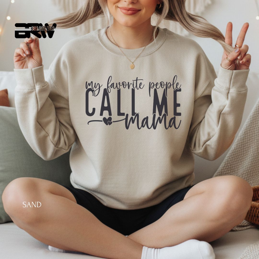 Favorite People-Mama-Black' Mother's Day Crewneck Sweatshirt