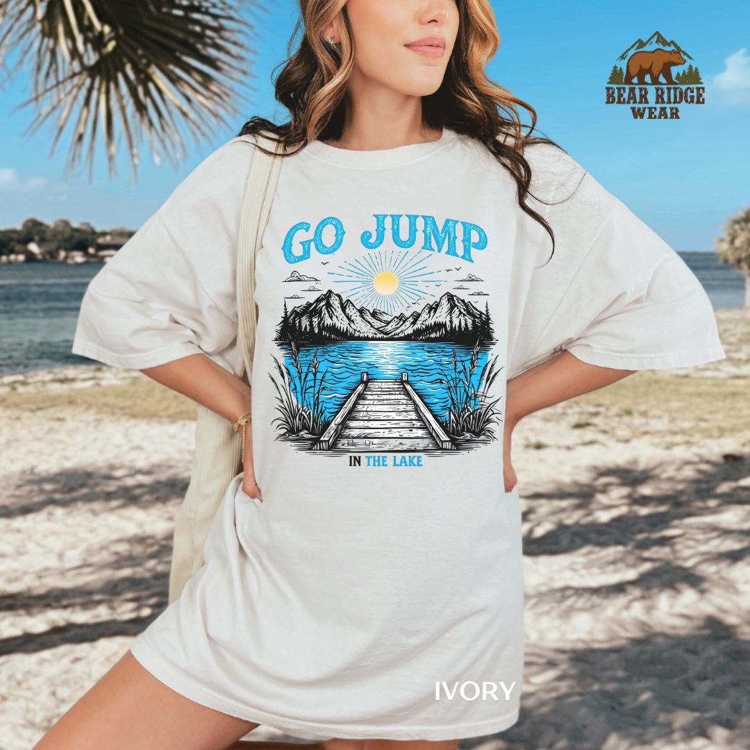 Go Jump In The Lake Rustic Dock Adventure' Summer T-shirt
