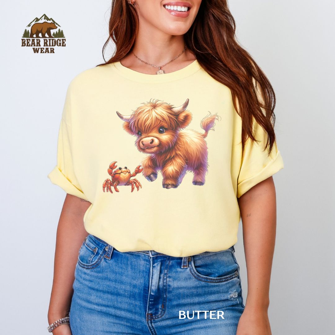 Highland Cow-Crab' Summer T-shirt