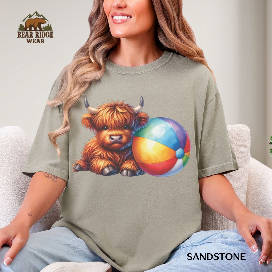Highland Cow-Beachball' Summer T-shirt