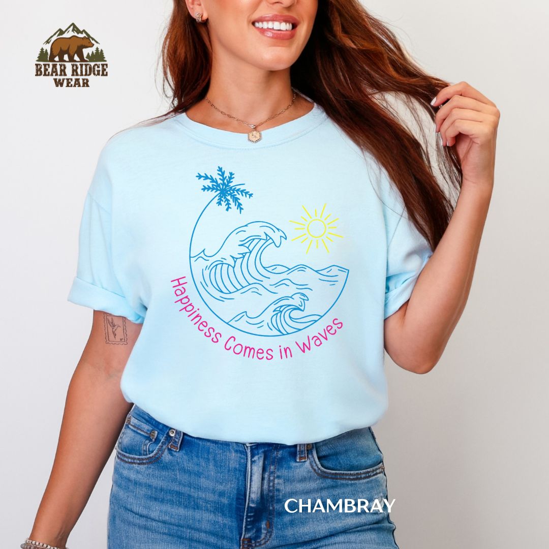 Happiness comes in Waves-Color' Summer T-shirt