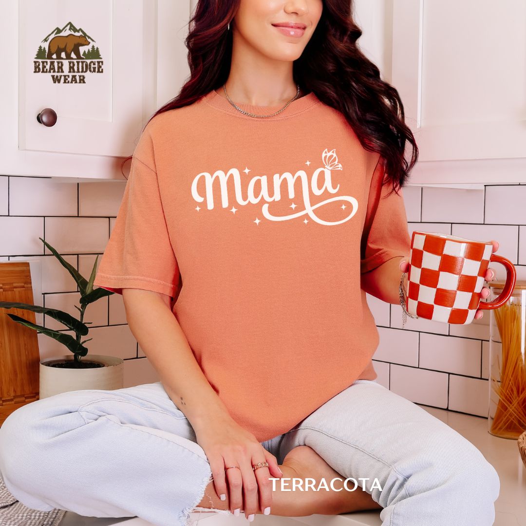 Mama-Butterfly-White Mother's Day T-Shirt, Color: Terracotta, Size: M