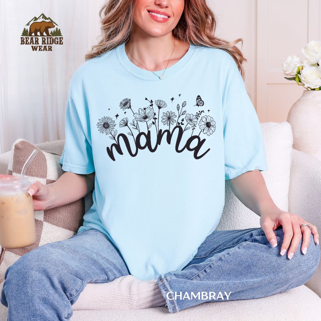 Mama Flowers-Black' Mother's Day T-Shirt
