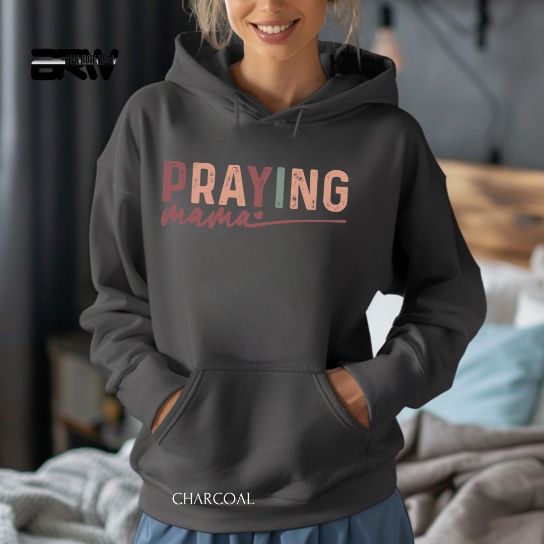 Praying Mama-with heart' Mother's Day Hoodie, Color: Charcoal, Size: 2XL