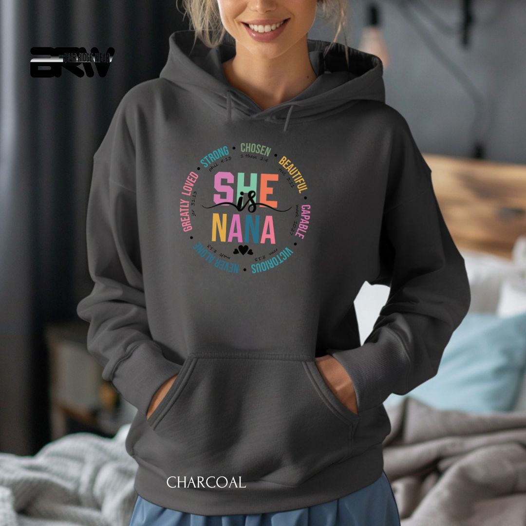 She is Nana' Mother's Day  Hoodie, Color: Charcoal, Size: 2XL