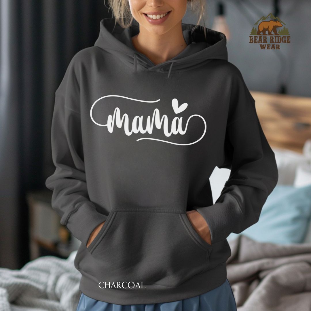 Mama-Heart-White' Mother's Day Hoodie, Color: Charcoal, Size: 2XL