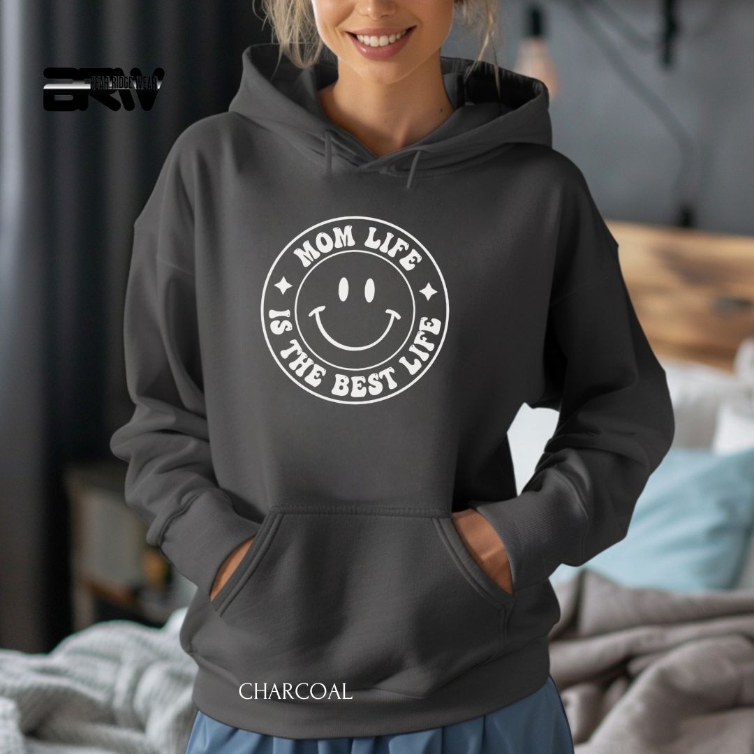 Mom Life-Best Life' Mother's Day Hoodie, Color: Charcoal, Size: 2XL