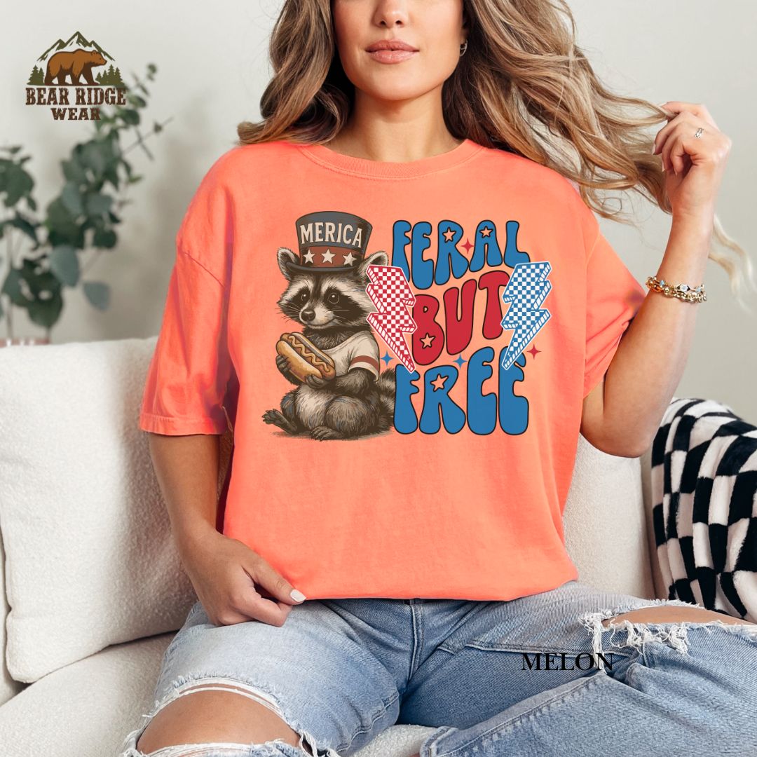 Feral But Free-Hot Dog Raccoon' Patriotic T-Shirts