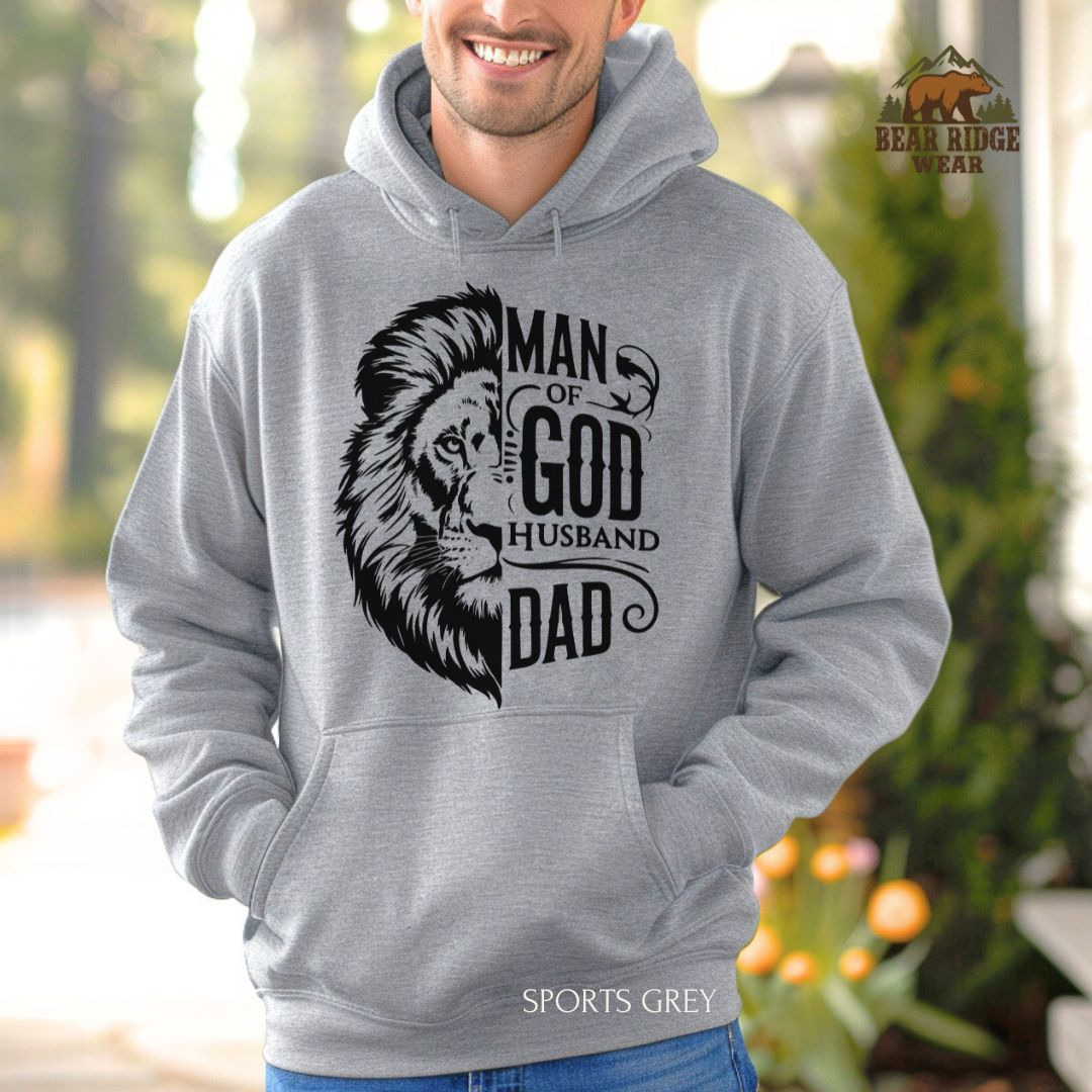 Man Of God' Father's Day Hoodie, Color: Sport-Grey, Size: 2XL