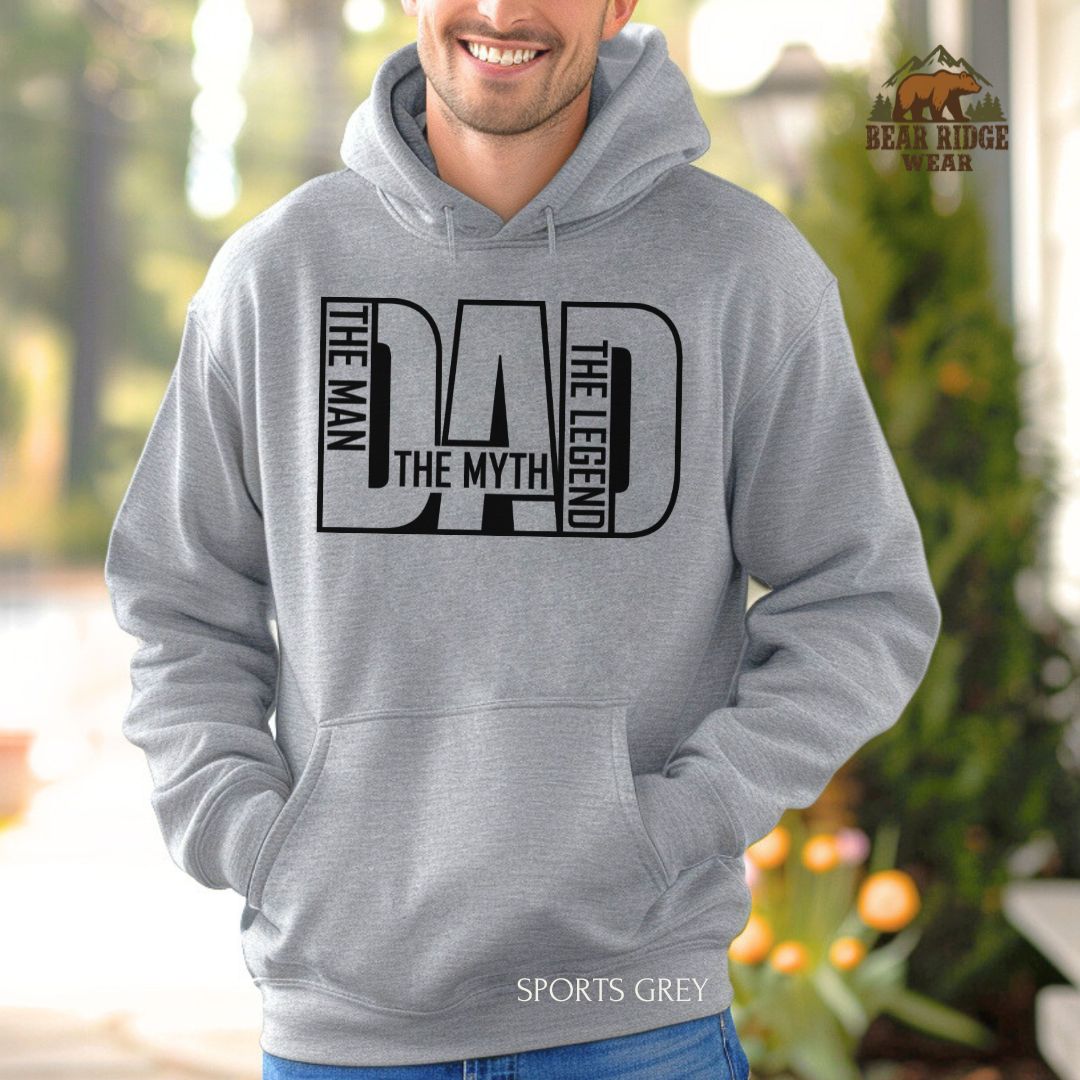 Dad-Man Myth Legend' Father's Day Hoodie, Color: Sport-Grey, Size: 2XL