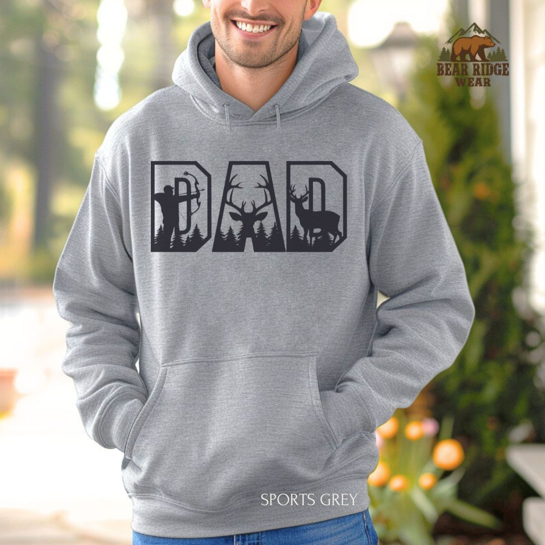 DAD-Deer Hunter' Father's Day Hoodie, Color: Sport-Grey, Size: 2XL