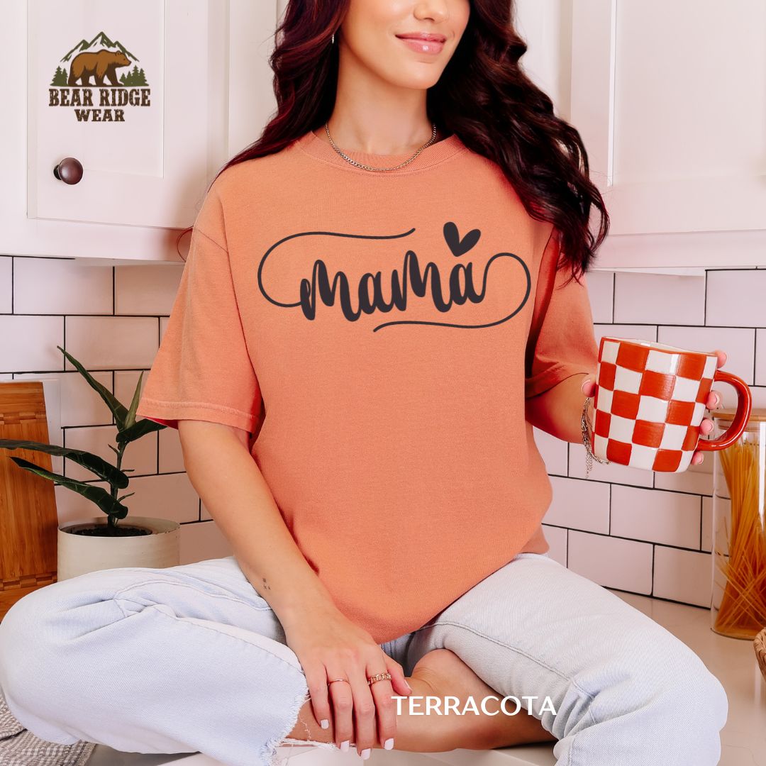 Mama-Heart-Black' Mother's Day T-Shirt, Color: Terracotta, Size: M