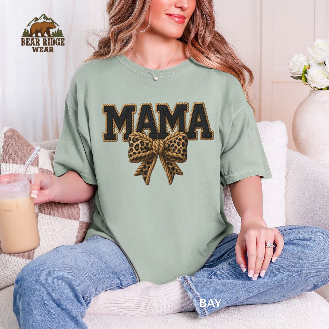 Mama-Leopard Bow-Yarn' Mother's Day T-Shirt