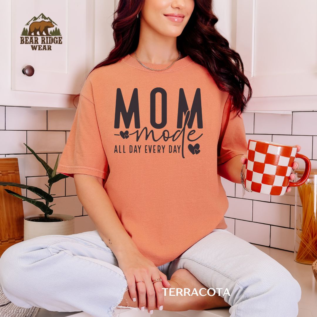 Mom Mode-Black' Mother's Day T-Shirt, Color: Terracotta, Size: M