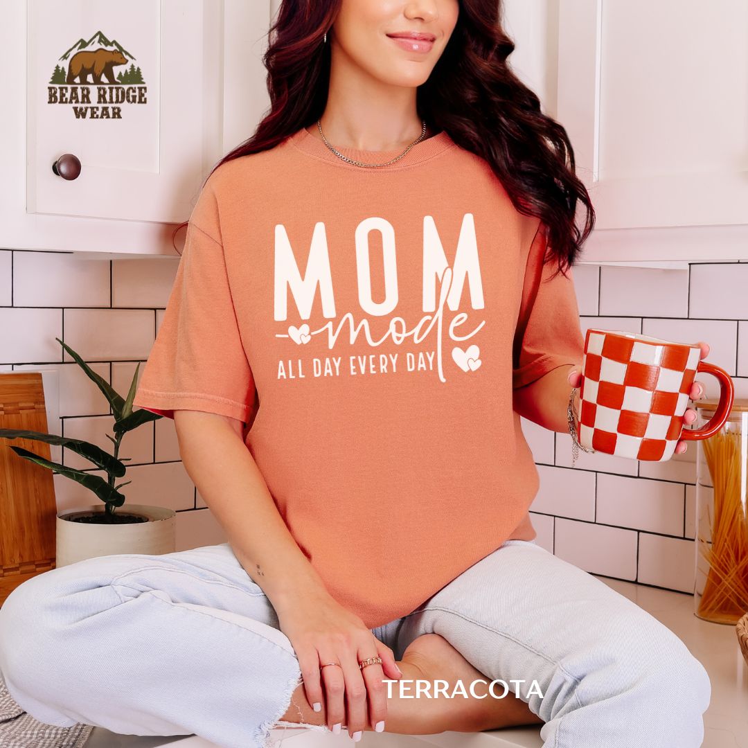 Mom Mode-White' Mother's Day T-Shirt, Color: Terracotta, Size: M