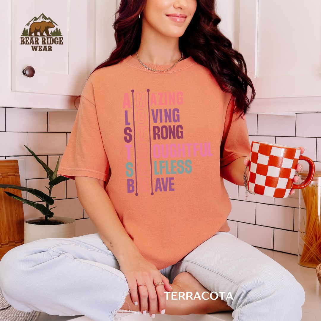 Mother-Amazing Loving-Hearts' Mother's Day T-Shirt, Color: Terracotta, Size: M