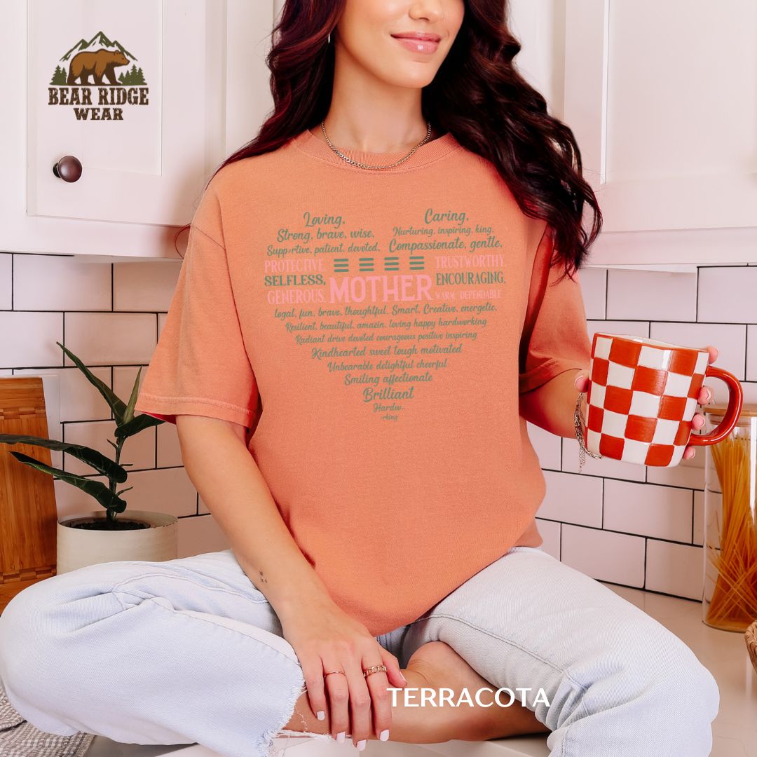 Mother-Heart' Mother's Day T-Shirt, Color: Terracotta, Size: M