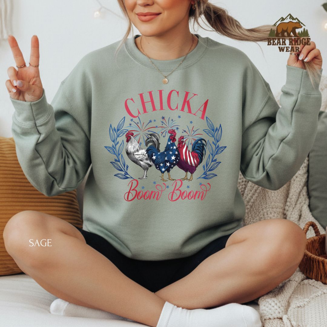 Chicka Boom Boom' Patriotic Crewneck Sweatshirt