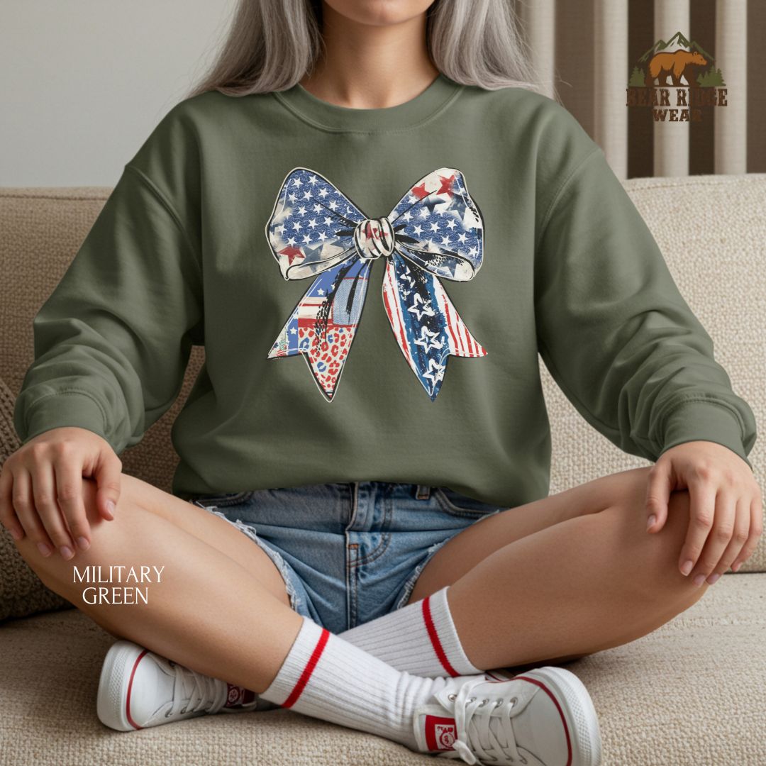 Bow' Patriotic Crewneck Sweatshirt