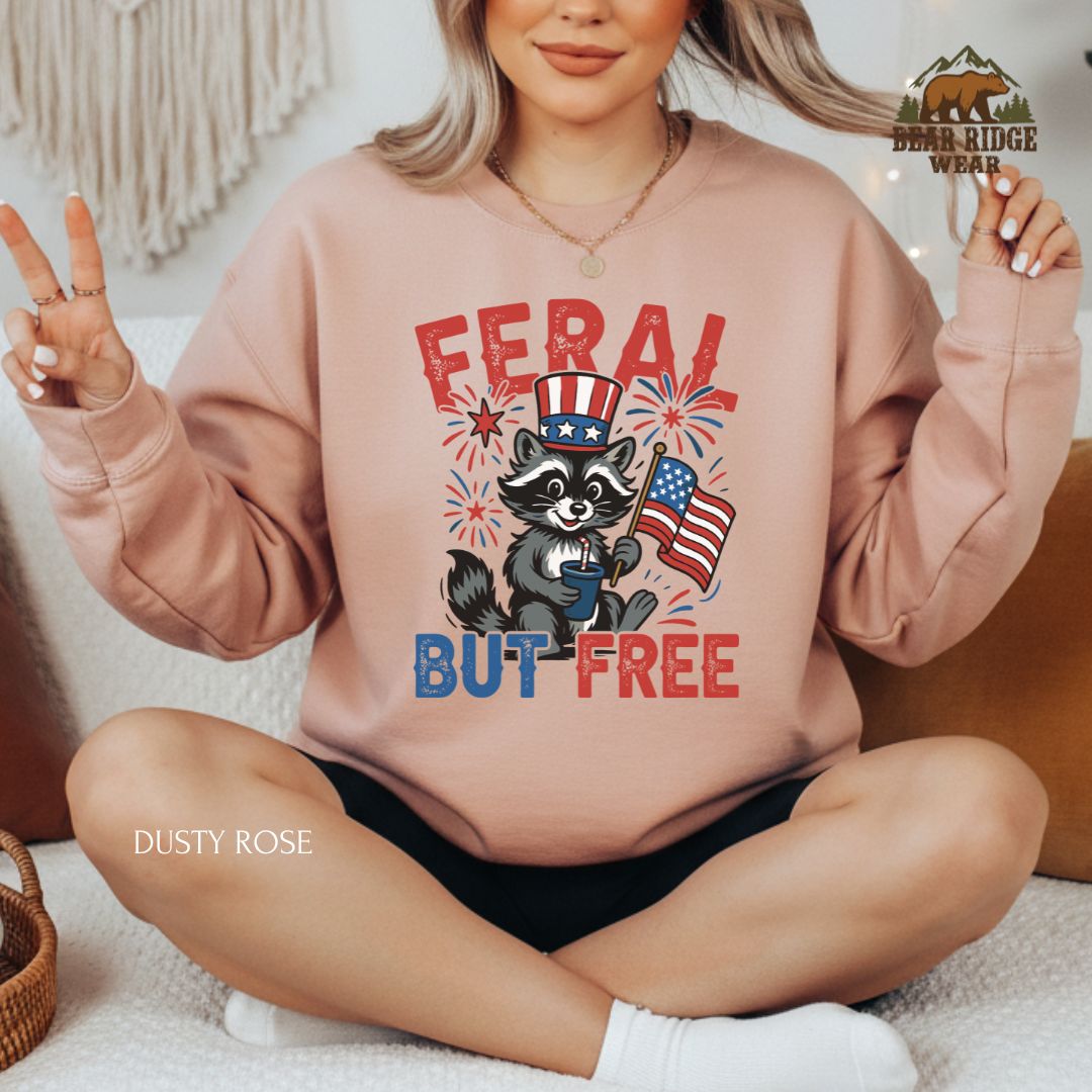 Feral Raccoon' Patriotic Crewneck Sweatshirt
