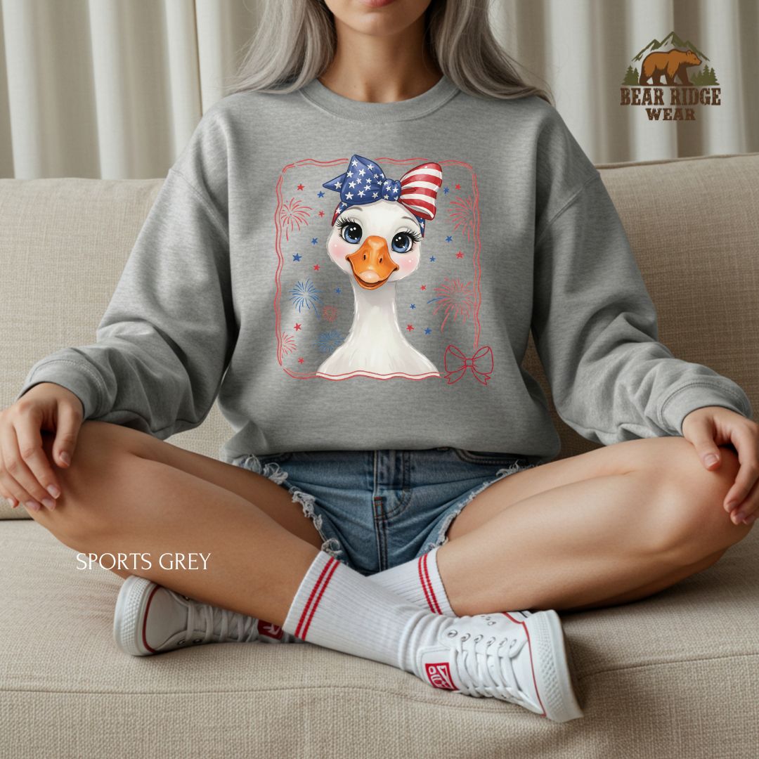 Goose Girl' Patriotic Crewneck Sweatshirt, Color: Sport-Grey, Size: 2XL