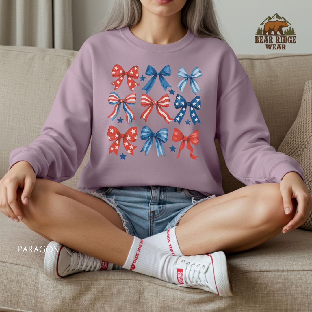 Red White Blue Bows' Patriotic Crewneck Sweatshirt